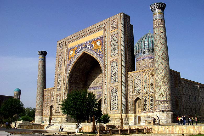 The 15th century Ulughbek Madrassah in Samarkand, Uzbekistan