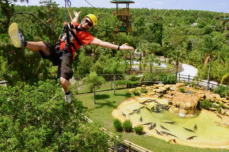 Ziplining at Gatorland, Orlando