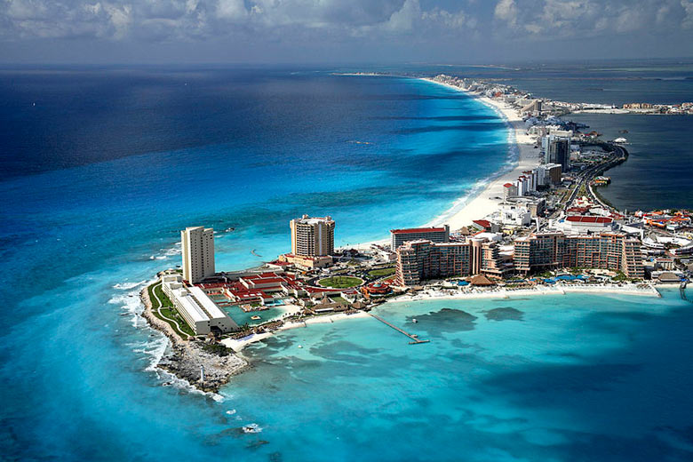 Aerial view of Cancun, Mexico