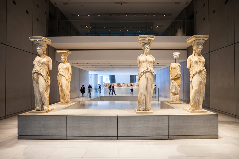 Statues inside the Acropolis Museum Statues inside the Acropolis Museum