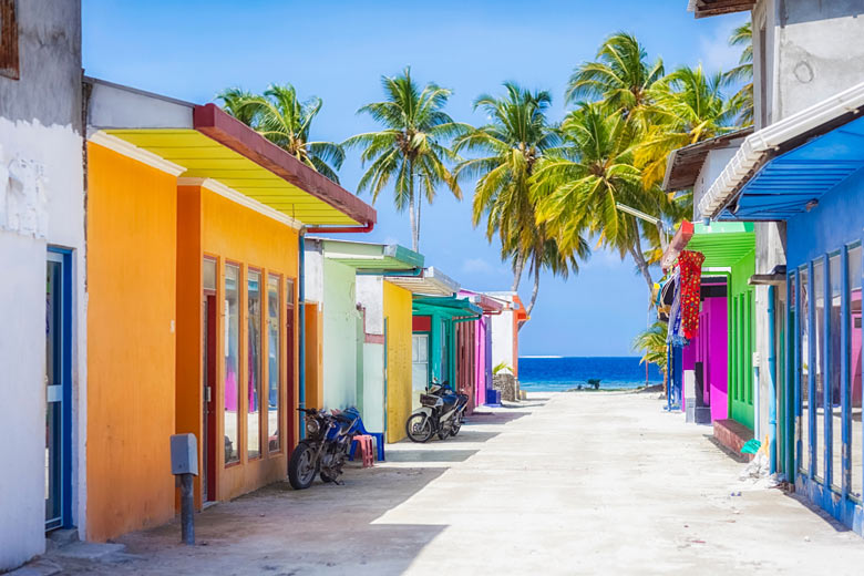 Colourful streets of Maafushi Island, Maldives