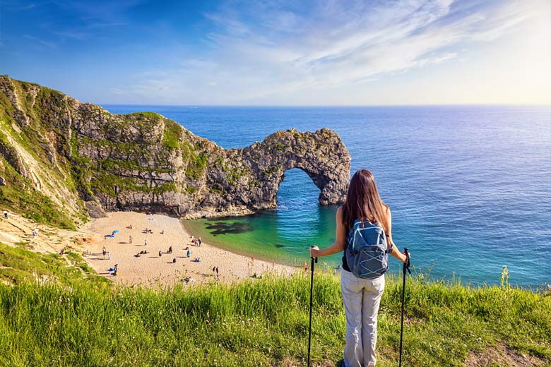 Unmistakable sea arch of Durdle Door, Dorset