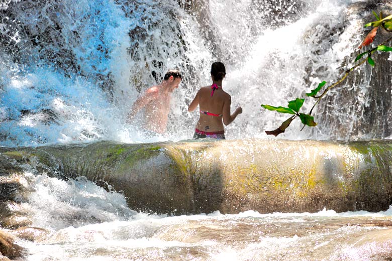 Enjoying Dunn's River Falls, Jamaica - photo courtesy of Jamaica Tourist Board