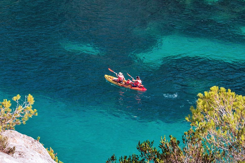 Kayaking off the coast of Menorca