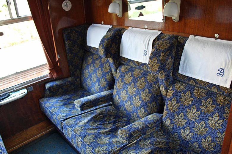 Comfy seats in a Bluebell first class compartment Comfy seats in a Bluebell first class compartment