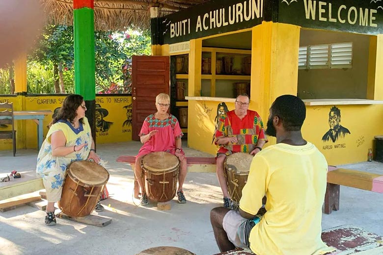 Hands-on drumming session in Palmento Grove