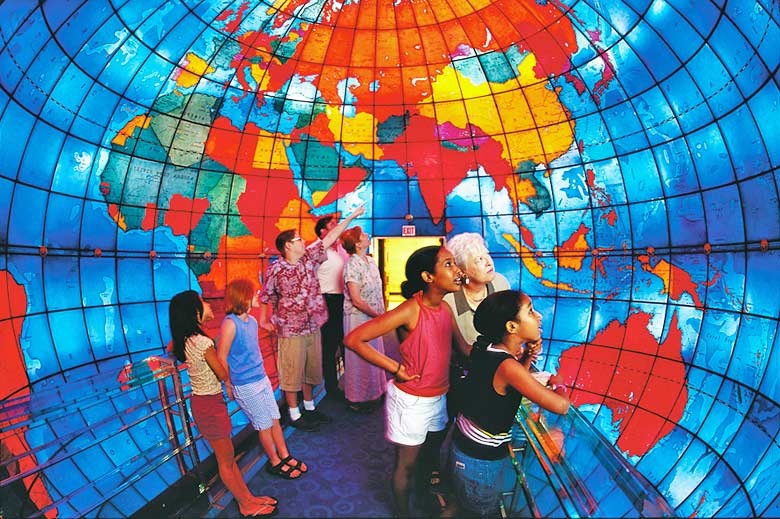 Inside the giant globe at the Mapparium, Boston - photo courtesy of Mary Baker Eddy Library