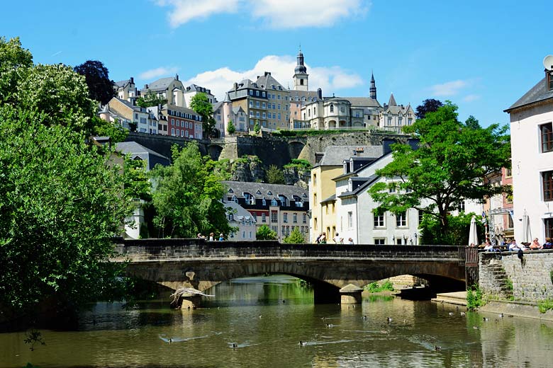 The Grund district of Luxembourg City along the Azette River