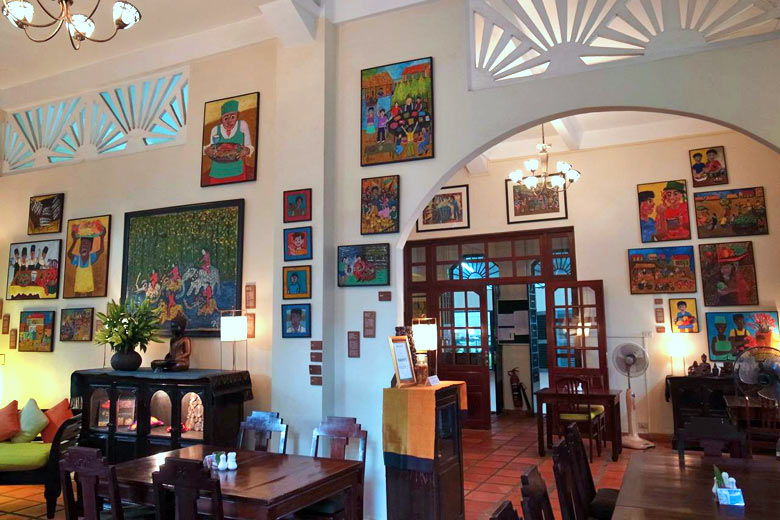 Interior of Romdeng Restaurant, Phnom Penh, Cambodia