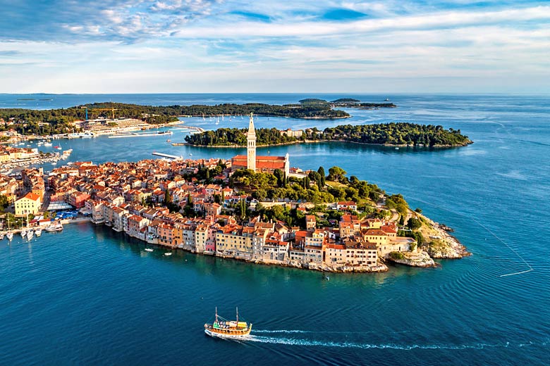 The historic town of Rovinj, at the heart of the Istrian Riviera, Croatia