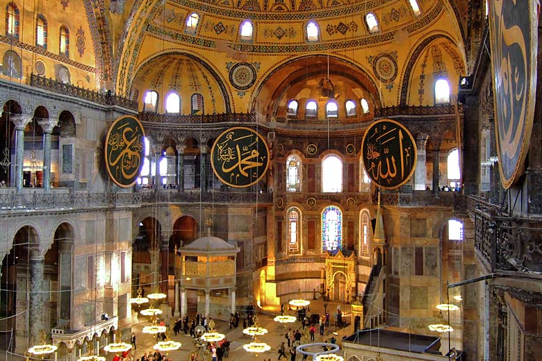 The magnificent interior of the Hagia Sophia in Istanbul