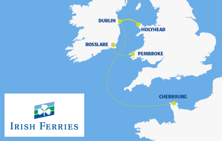 Irish Ferries Route Map 