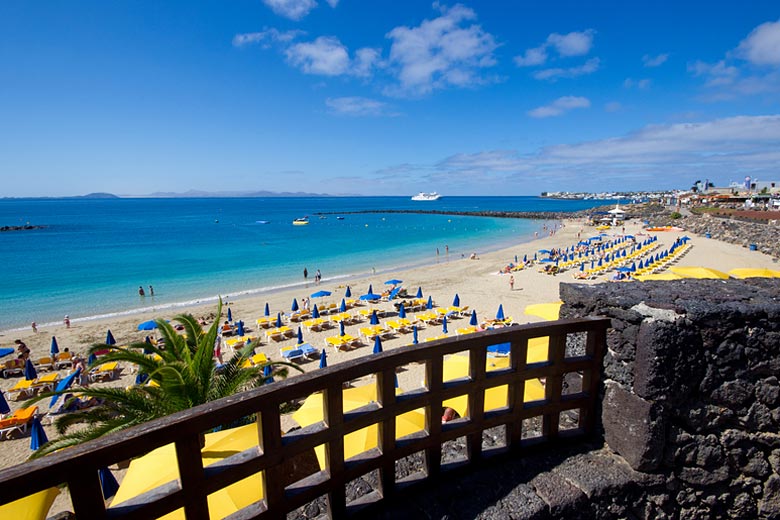 The expansive sweep of Playa Blanca, Lanzarote, Canaries