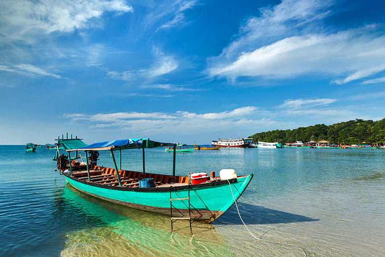 Long-tail boats offer access to the best beaches in Cambodia