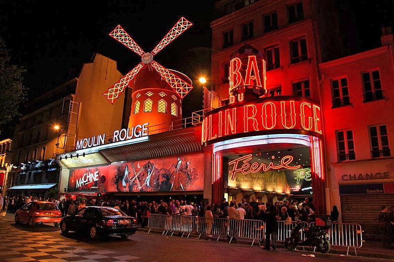 The iconic Moulin Rouge windmill, Paris