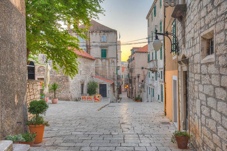 Cobbled alleyways of medieval &Scaron;ibenik, Croatia