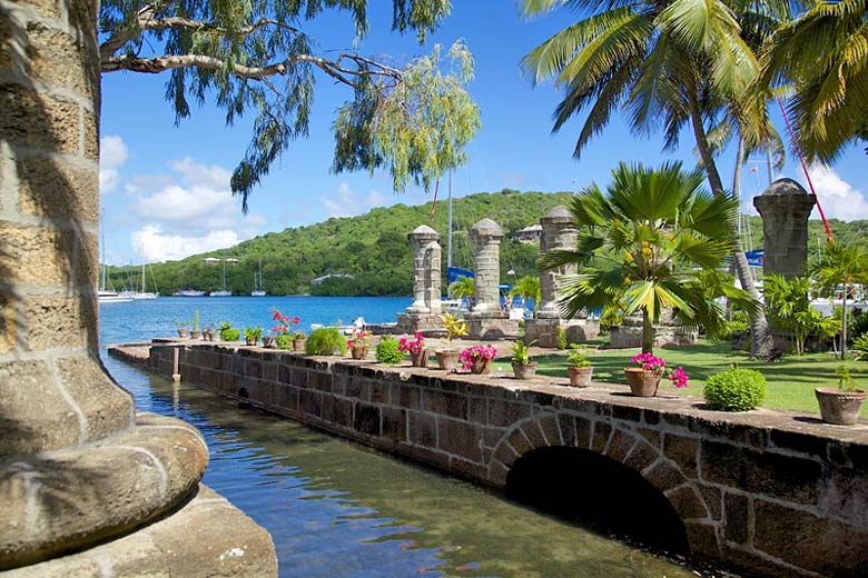 Wharf at Nelson's Dockyard where warships came alongside, Antigua