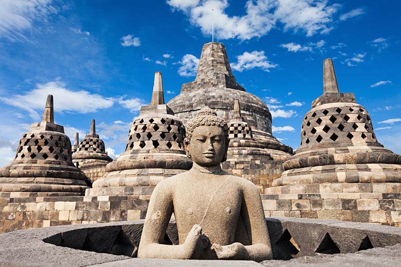The famed stupas of ancient Borobudur temple