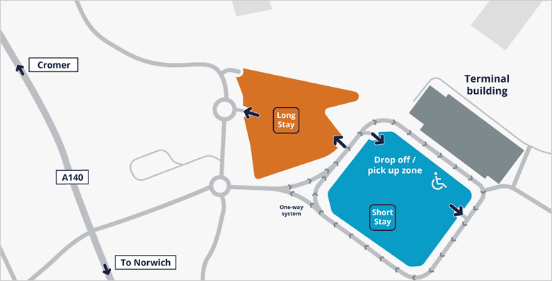 Norwich Airport car park location map