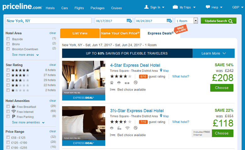 Priceline Express Deals: Hotels in New York