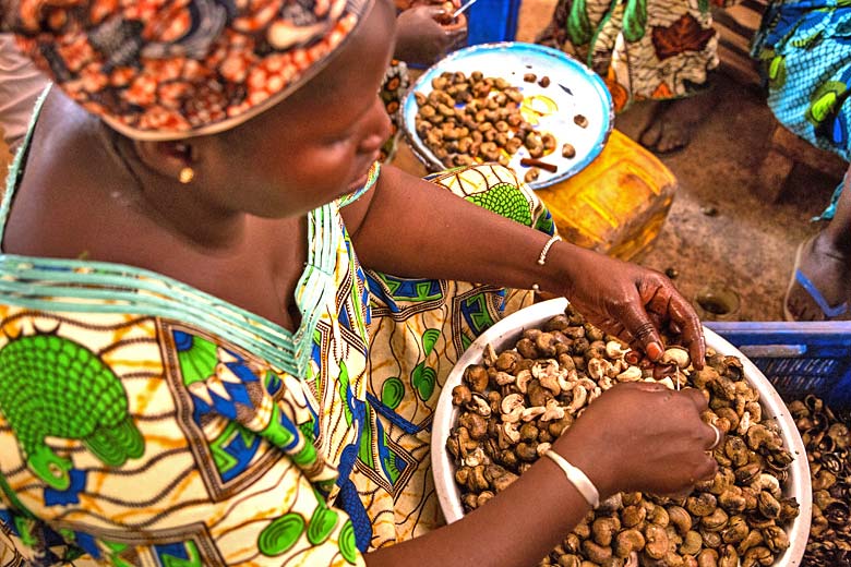 Processing cashew nuts in the Gambia © Charles O. Cecil - Alamy Stock Photo