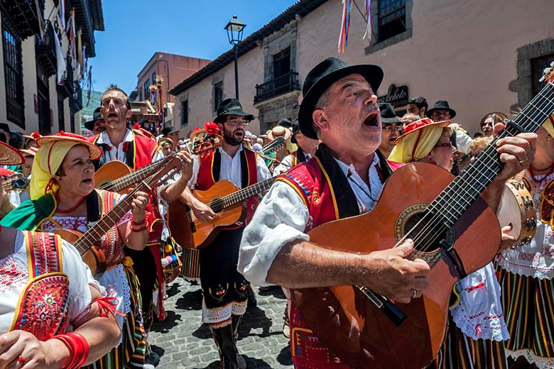 Singing and dancing in the street at a romería in La Oratava - photo courtesy of Tenerife Tourism Corporation