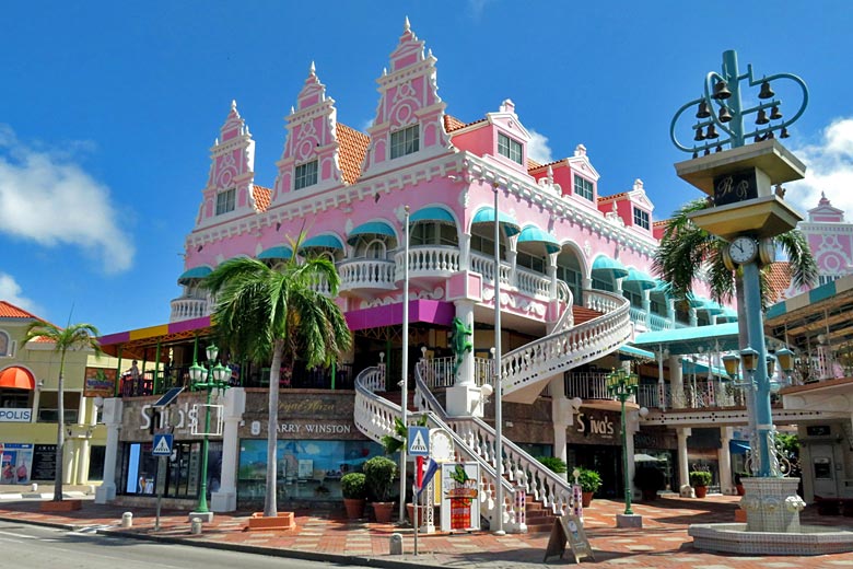 Colourful shopping mall in Oranjestad, Aruba