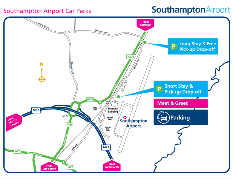 Southampton Airport car park location map