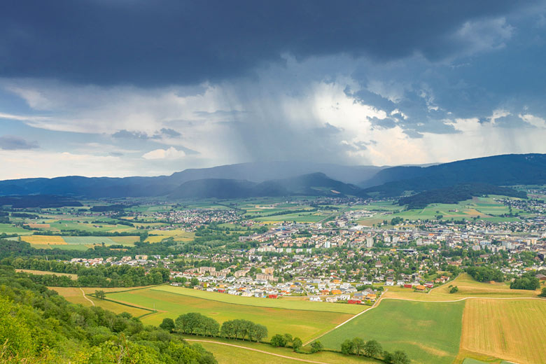 Short summer shower in the Jura Mountains, Switzerland