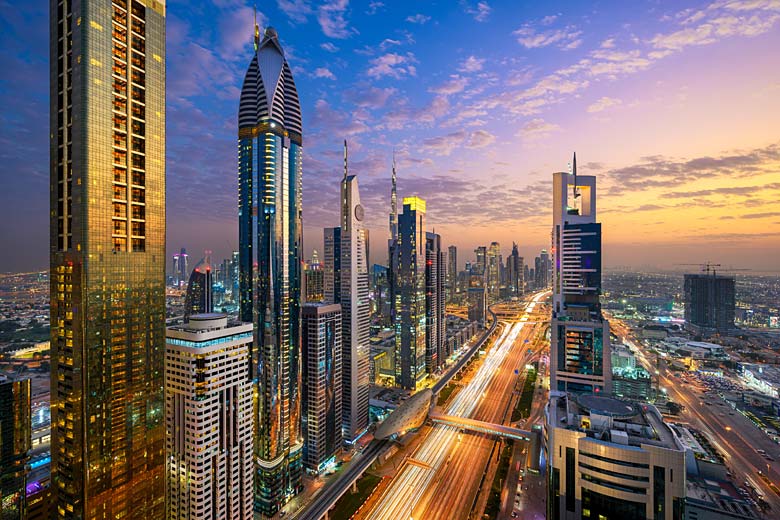 Sunset on Sheikh Zayed Road, Dubai