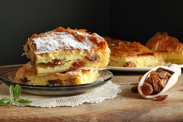 Sweet, custard-filled bougatsa pastry