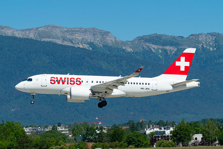 Swiss Airbus A220-100 landing at Geneva Airport, Switzerland © Markus Eigenheer - Flickr Creative Commons