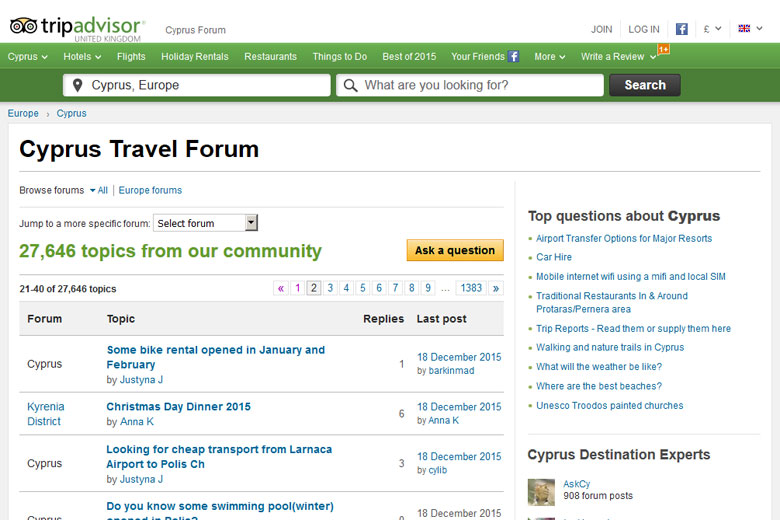 Tripadvisor forums