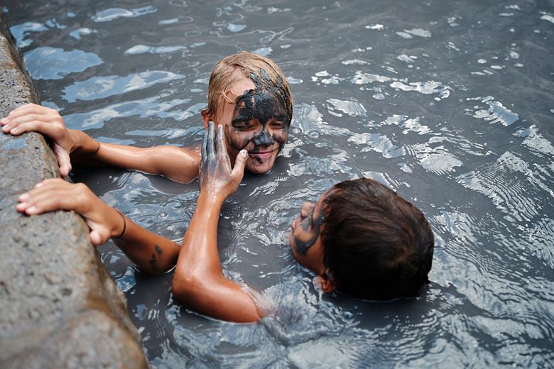 Playtime with volcanic mud at the sulphur springs