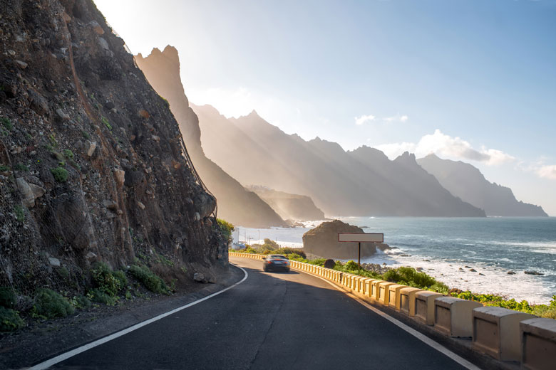 Driving down the dramatic west coast of Tenerife, Canary Islands