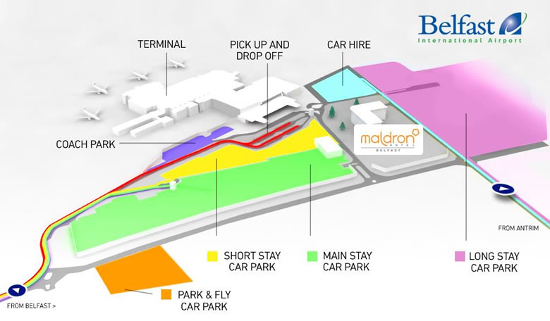Belfast International Airport car park location map © Belfast International Airport