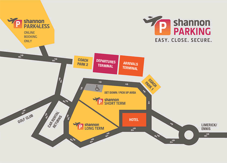 Shannon Airport car park location map © Shannon Airport