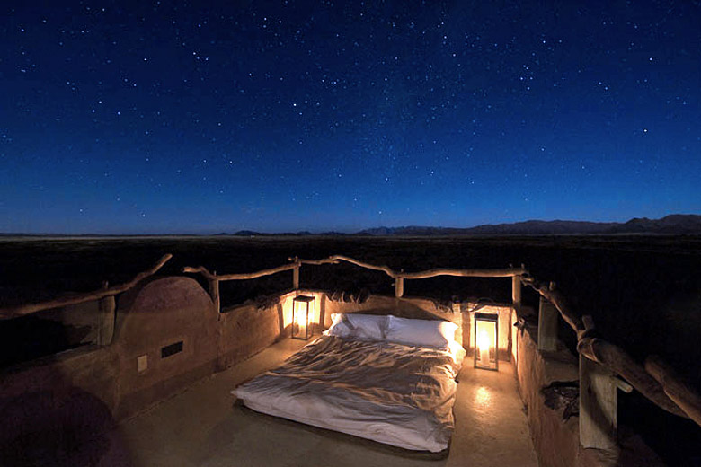 Sleeping under the stars, Sossusvlei, Namibia - photo courtesy of Little Kulala Wilderness Reserve