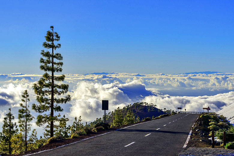 In July Teide is above the clouds because summer weather produces a temperature inversion