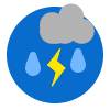 Isolated thunderstorms (0-2 mm of rainfall expected)